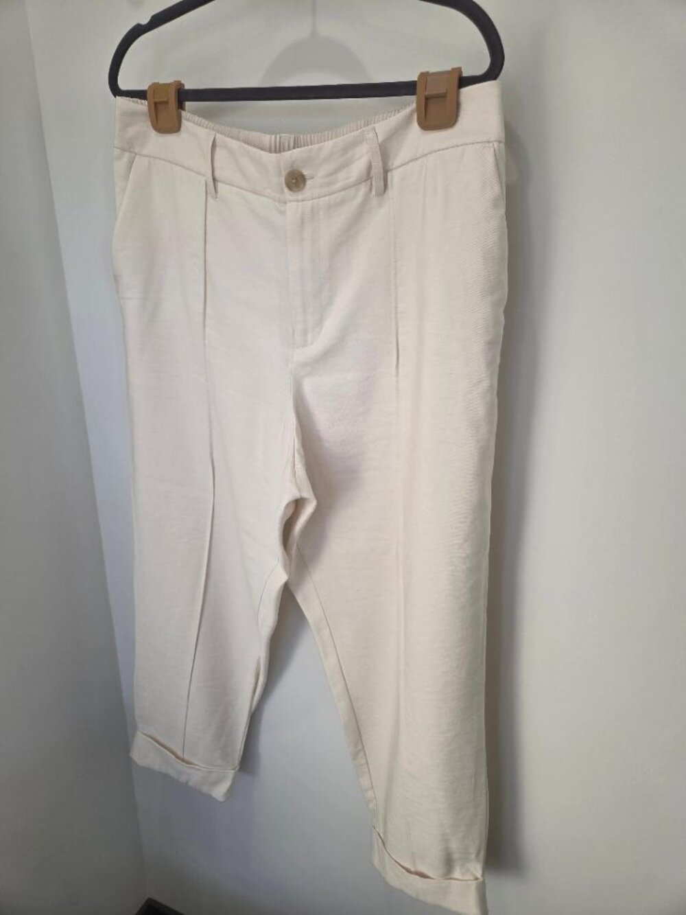 A New Day White Cuffed Elastic Waist High Rise Pants  sz 16